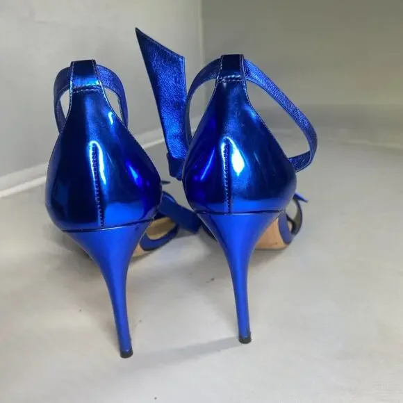 Alexandre Birman Clarita Blue Heels with Glossy Metallic 42 - Picture 6 of 6